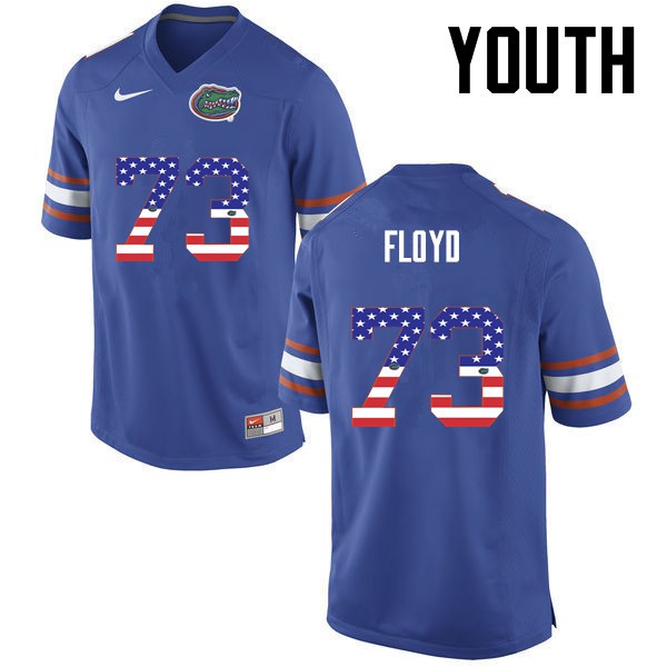Florida Gators Youth #73 Sharrif Floyd College Football USA Flag Fashion Blue